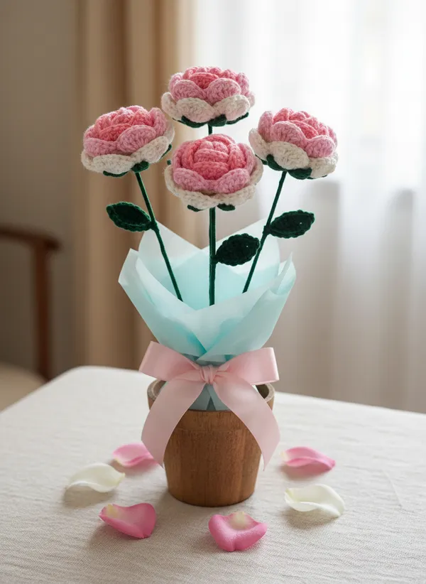 Crochet_Rose_Flower_|_Handmade_Crochet_Rose_Gift_|_Decorative_Rose_Stem_for_Gifting_&_Home_Decor_(Twin_One_Pink,_Pack_of_4)