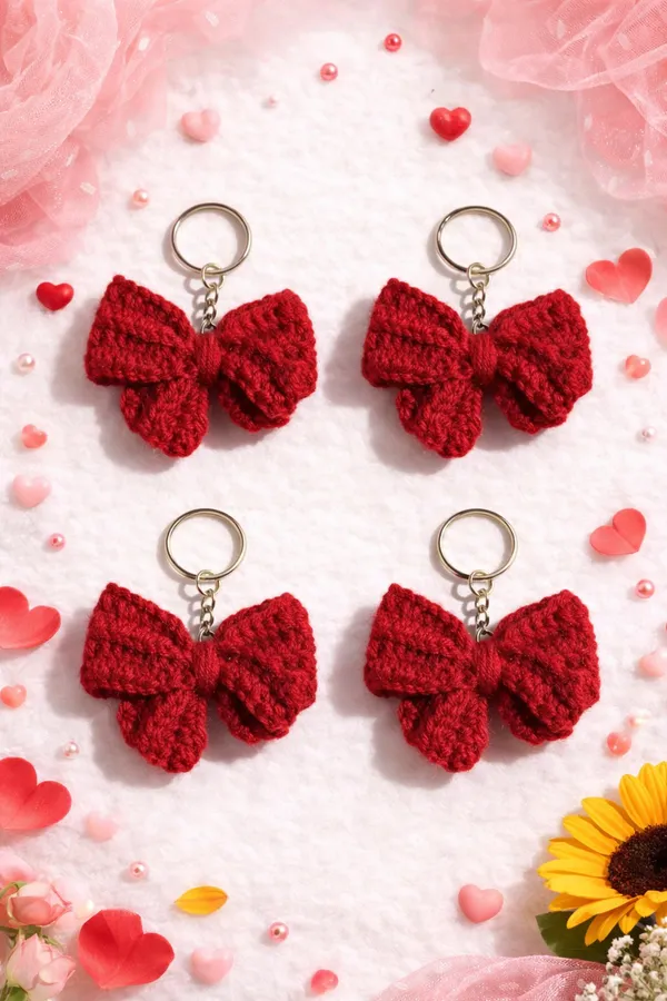 Handmade_Crochet_Red_Bow_Keychain_|_Cute_Aesthetic_Bag_Charm_|_Soft_Yarn_Key_Ring_For_Girls_|_Backpack_&_Purse_Accessory_|_Gift_For_Her,_Pack_Of_4