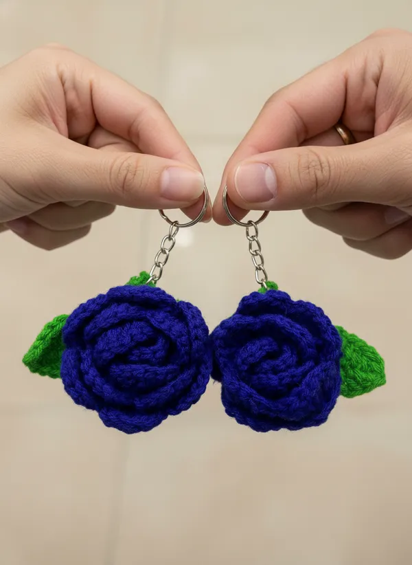 Handmade_Crochet_Blue_Rose_Keychain_|_Blue_Rose_Flower_Bag_Charm_&_Key_Ring_|_Cute_Romantic_Gift_for_Her_|_Floral_Couple_Keychain