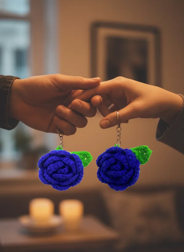 Handmade_Crochet_Blue_Rose_Keychain_|_Blue_Rose_Flower_Bag_Charm_&_Key_Ring_|_Cute_Romantic_Gift_for_Her_|_Floral_Couple_Keychain