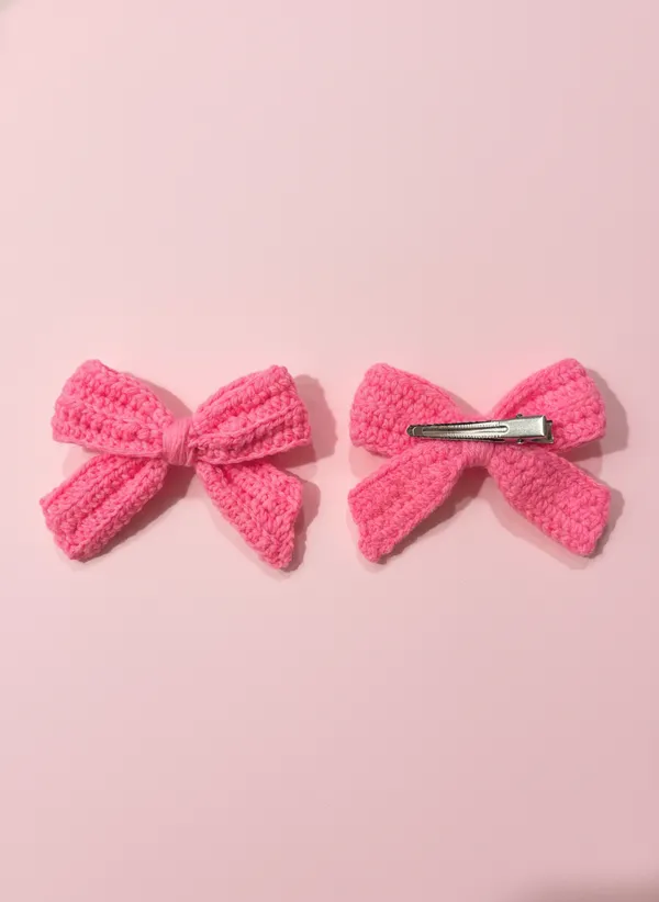 Handmade_Crochet_Bow_Hair_Clip,_Cute_Aesthetic_Accessory_for_Girls_and_Women_(Pink),_PACK_OF_2