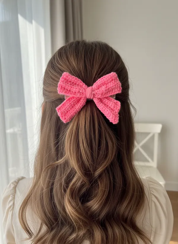 Handmade_Crochet_Bow_Hair_Clip,_Cute_Aesthetic_Accessory_for_Girls_and_Women_(Pink),_PACK_OF_2