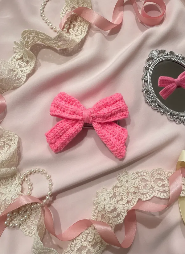 Handmade_Crochet_Bow_Hair_Clip,_Cute_Aesthetic_Accessory_for_Girls_and_Women_(Pink),_PACK_OF_2