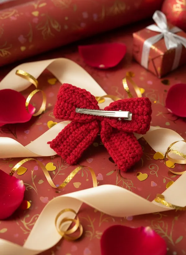 Handmade_Crochet_Bow_Hair_Clip,_Cute_Aesthetic_Accessory_for_Girls_and_Women_(Red),PACK_OF_2