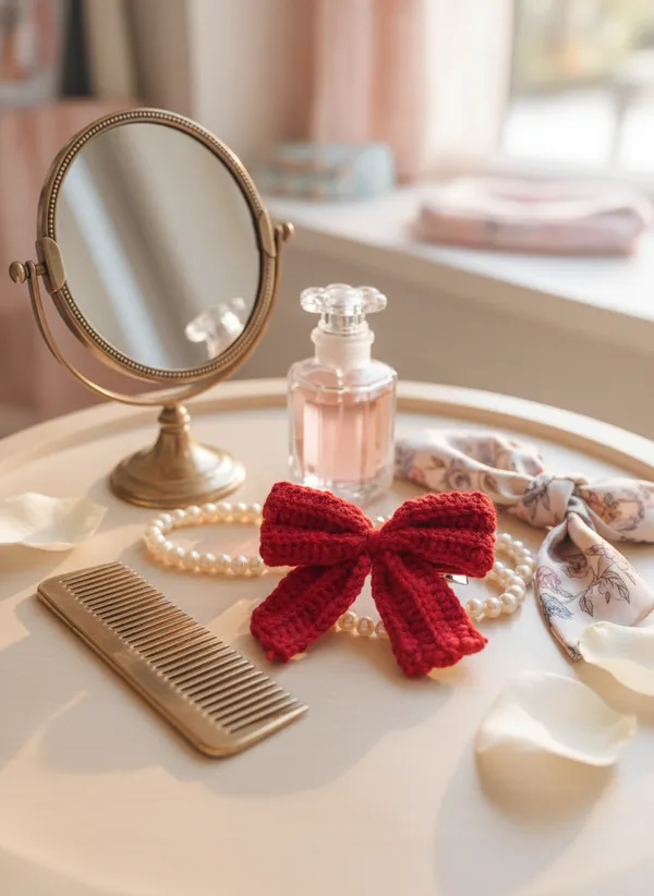 Handmade_Crochet_Bow_Hair_Clip,_Cute_Aesthetic_Accessory_for_Girls_and_Women_(Red),PACK_OF_2