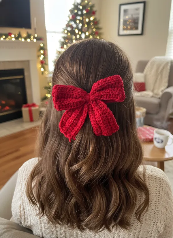 Handmade_Crochet_Bow_Hair_Clip,_Cute_Aesthetic_Accessory_for_Girls_and_Women_(Red),PACK_OF_2