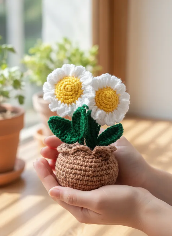 Handmade_Crochet_Daisy_Flower_Pot_(Double_Stem)_|_Cute_Mini_Floral_Decor_|_Aesthetic_Desk_&_Gift_Item_(Pack_of_1)