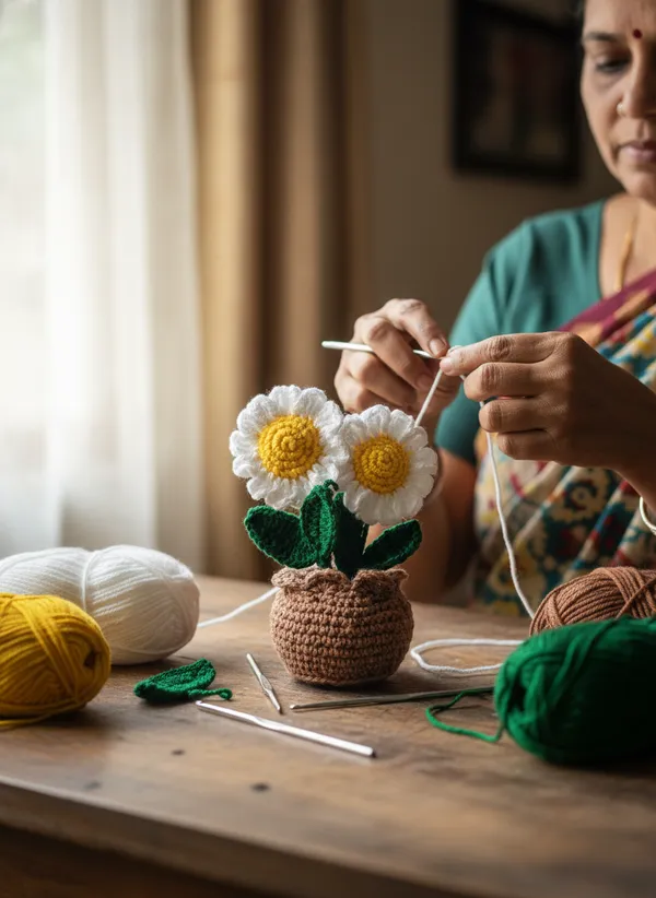 Handmade_Crochet_Daisy_Flower_Pot_(Double_Stem)_|_Cute_Mini_Floral_Decor_|_Aesthetic_Desk_&_Gift_Item_(Pack_of_1)