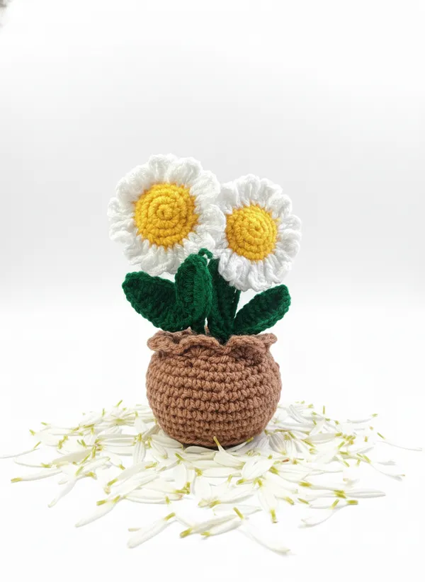 Handmade_Crochet_Daisy_Flower_Pot_(Double_Stem)_|_Cute_Mini_Floral_Decor_|_Aesthetic_Desk_&_Gift_Item_(Pack_of_1)