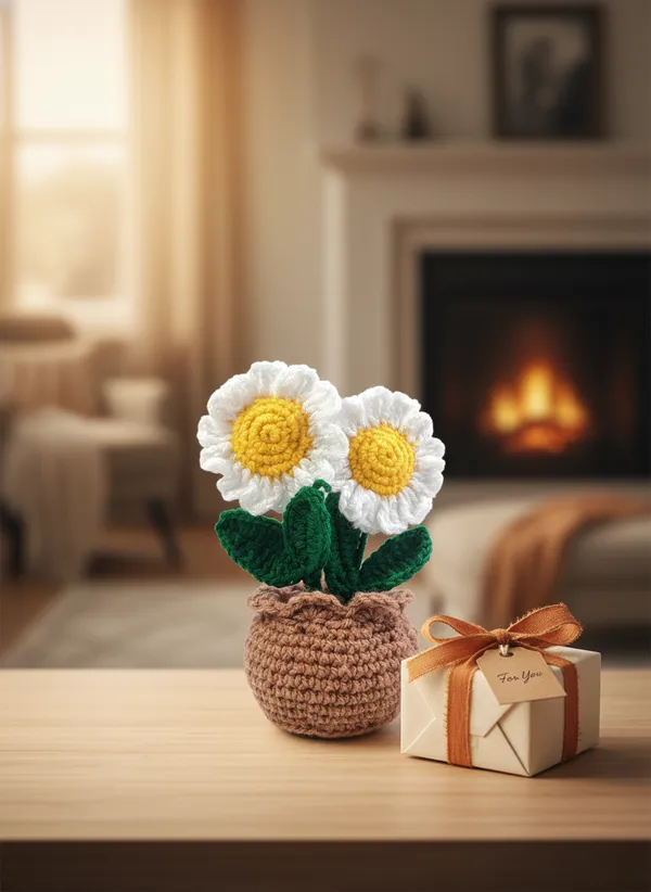 Handmade_Crochet_Daisy_Flower_Pot_(Double_Stem)_|_Cute_Mini_Floral_Decor_|_Aesthetic_Desk_&_Gift_Item_(Pack_of_1)