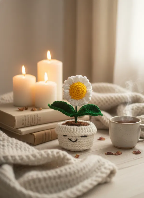 Handmade_Crochet_Daisy_Pot_|_Cute_Smiley_Flower_Desk_Decor