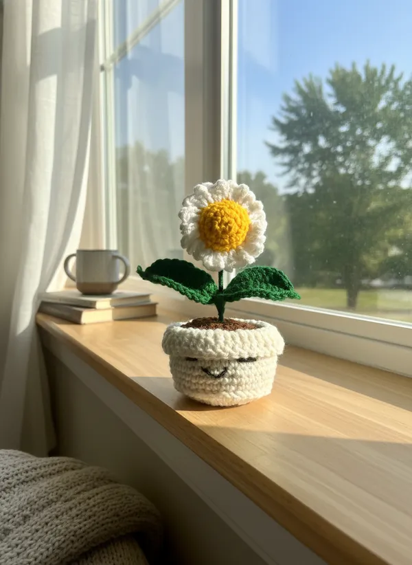 Handmade_Crochet_Daisy_Pot_|_Cute_Smiley_Flower_Desk_Decor