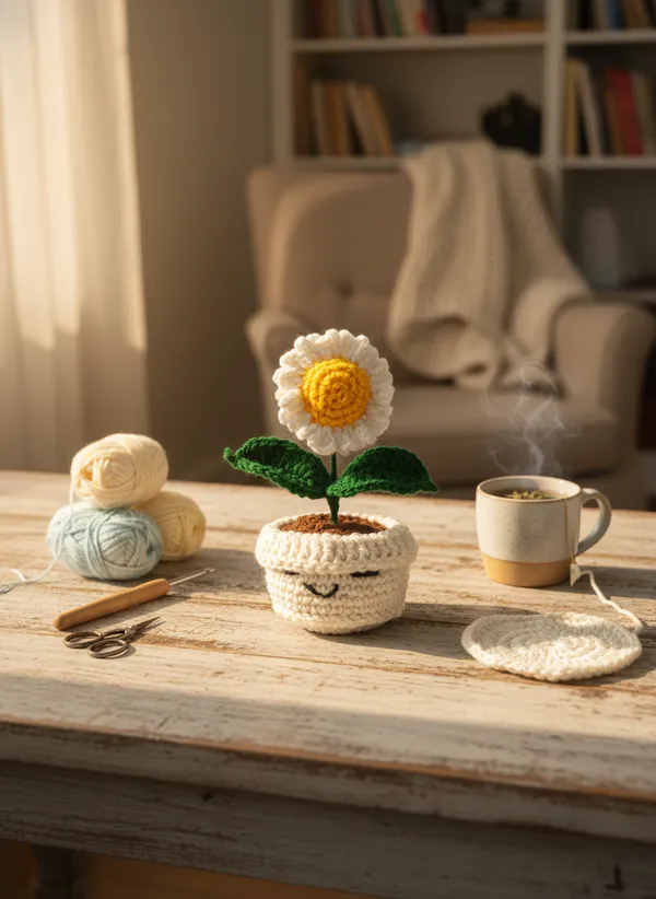 Handmade_Crochet_Daisy_Pot_|_Cute_Smiley_Flower_Desk_Decor