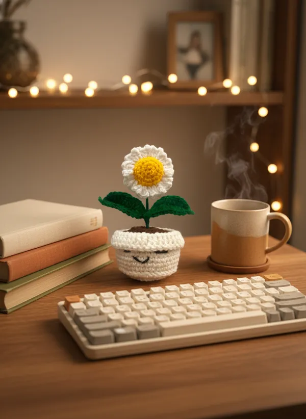 Handmade_Crochet_Daisy_Pot_|_Cute_Smiley_Flower_Desk_Decor