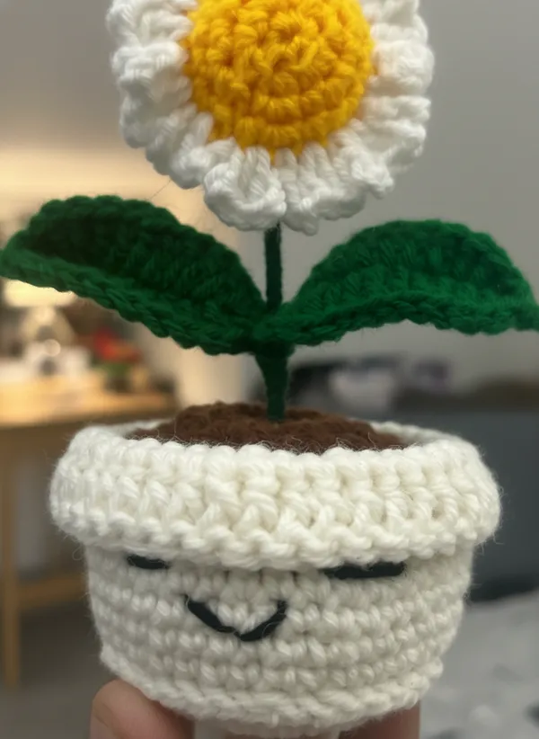 Handmade_Crochet_Daisy_Pot_|_Cute_Smiley_Flower_Desk_Decor