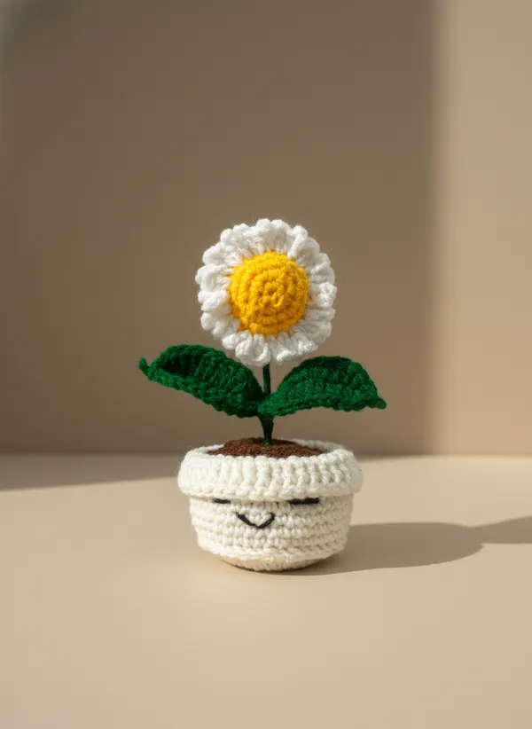 Handmade_Crochet_Daisy_Pot_|_Cute_Smiley_Flower_Desk_Decor