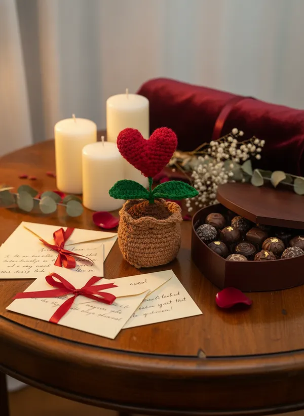 Handmade_Crochet_Heart_Plant_Pot_|_Romantic_Mini_Heart_Decor