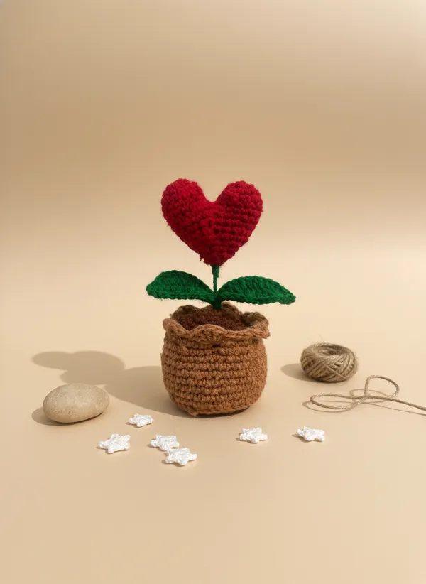 Handmade_Crochet_Heart_Plant_Pot_|_Romantic_Mini_Heart_Decor