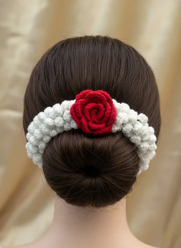 Handmade_Crochet_Rose_&_Mogra_Gajra_(Hair_Bun_Accessory)_|_Traditional_Floral_Hair_Decor