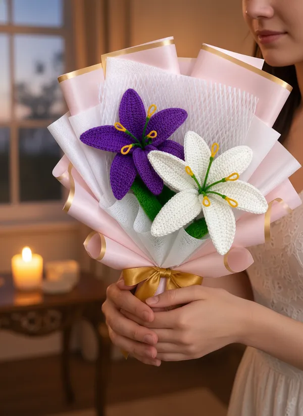 Moonlit_Lily_Crochet_Bouquet_|_Premium_Purple_&_White_Handmade_Flower_Arrangement