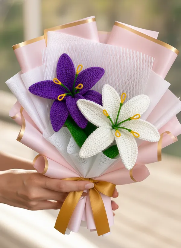 Moonlit_Lily_Crochet_Bouquet_|_Premium_Purple_&_White_Handmade_Flower_Arrangement