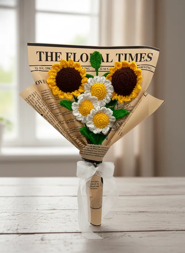 Premium_Crochet_Flower_Bouquet_|_2_Sunflowers_&_3_Daisies_|_Handmade_Minimal_Floral_Gift