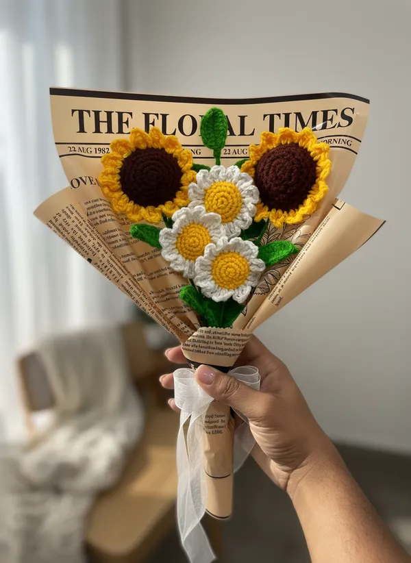 Premium_Crochet_Flower_Bouquet_|_2_Sunflowers_&_3_Daisies_|_Handmade_Minimal_Floral_Gift