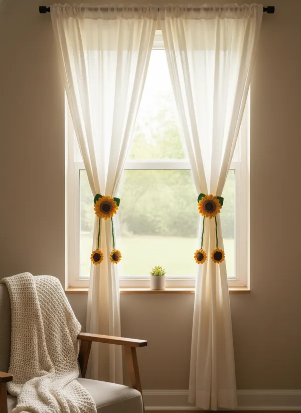 Premium_Double_Petal_Crochet_Sunflower_Curtain_Holder_|_Handmade_Realistic_Home_Decor_Tieback