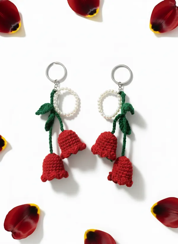 Handmade_Crochet_Red_Tulip_Keychain_With_Pearl_Handle_|_Hanging_Flower_Bag_Charm_|_Cute_Aesthetic_Key_Ring_For_Girls_|_Soft_Yarn_Floral_Accessory,_Pack_of_2