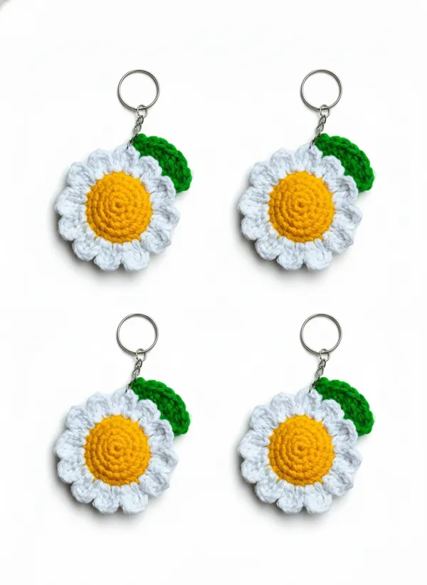 Handmade_Crochet_Daisy_Keychain_|_Cute_Flower_Bag_Charm_|_Aesthetic_Floral_Key_Ring_For_Bags,_Keys_&_Backpacks,_Pack_Of_4