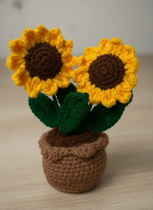Golden_Twin_Sunflower_Crochet_Pot_|_Premium_Handmade_Desk_Decor_Accent