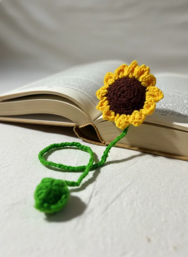 Handmade_Crochet_Sunflower_Bookmark_|_Flower_Book_Marker_&_Bag_Charm_|_Aesthetic_Reading_Accessory_For_Book_Lovers,_Pack_Of_2