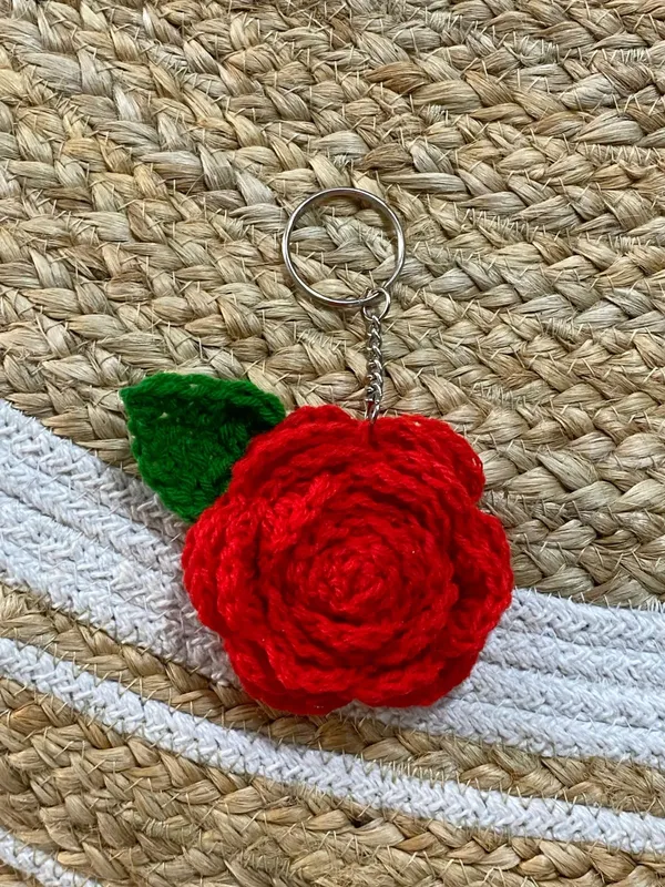 Handmade_Crochet_Rose_Keychain_Set_Of_4_|_Red_Flower_Bag_Charm_&_Key_Ring_|_Cute_Romantic_Gift_For_Her_|_Floral_Couple_Keychain