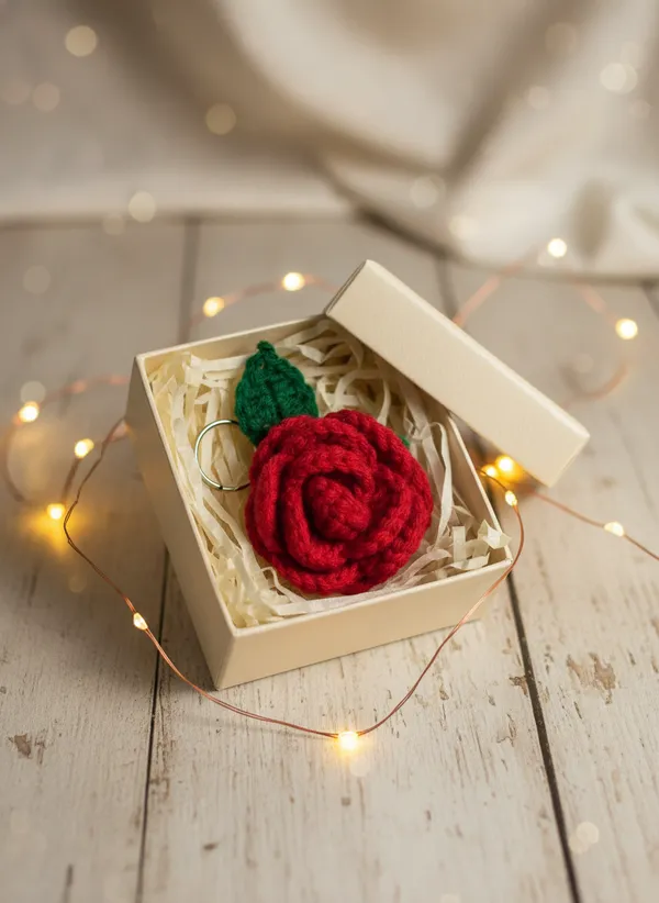 Handmade_Crochet_Rose_Keychain_Set_Of_4_|_Red_Flower_Bag_Charm_&_Key_Ring_|_Cute_Romantic_Gift_For_Her_|_Floral_Couple_Keychain