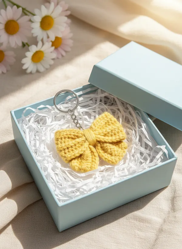 Handmade_Crochet_Yellow_Bow_Keychain_|_Cute_Aesthetic_Bag_Charm_|_Soft_Yarn_Key_Ring_For_Girls_|_Minimal_Gift_Accessory,_Pack_Of_4