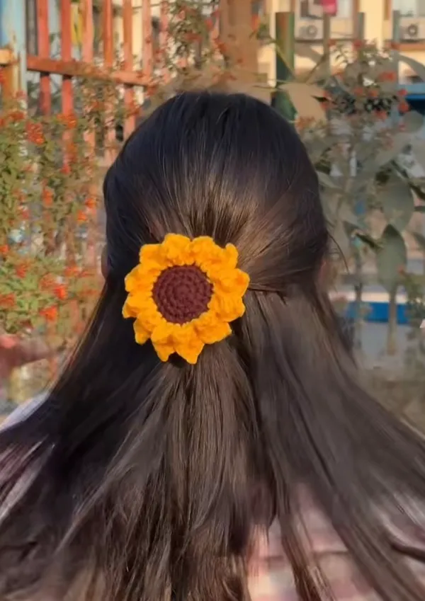 Handmade_Crochet_Sunflower_Hair_Tie_With_Elastic_Band_|_Floral_Scrunchie_Style_Ponytail_Holder_|_Cute_Aesthetic_Hair_Accessory_For_Girls_&_Women,_Pack_Of_2