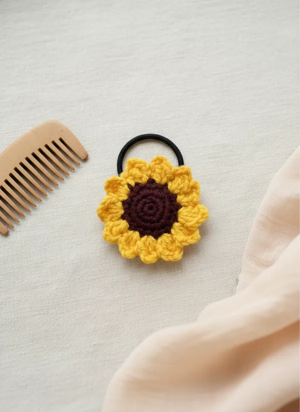 Handmade_Crochet_Sunflower_Hair_Tie_With_Elastic_Band_|_Floral_Scrunchie_Style_Ponytail_Holder_|_Cute_Aesthetic_Hair_Accessory_For_Girls_&_Women,_Pack_Of_2