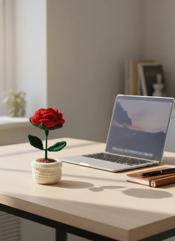 Handmade_Crochet_Rose_Pot_|_Cute_Flower_Desk_Decor_|_Romantic_Crochet_Plant_Decoration_For_Home_&_Office