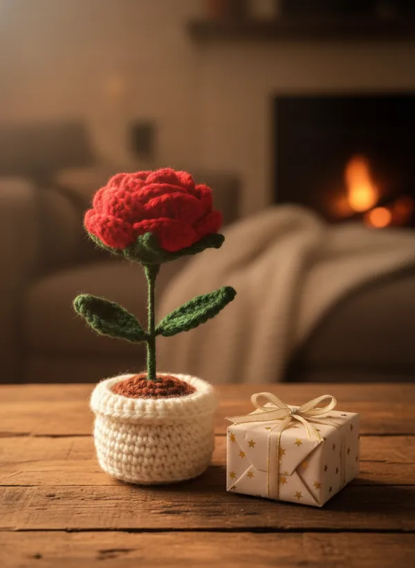Handmade_Crochet_Rose_Pot_|_Cute_Flower_Desk_Decor_|_Romantic_Crochet_Plant_Decoration_For_Home_&_Office