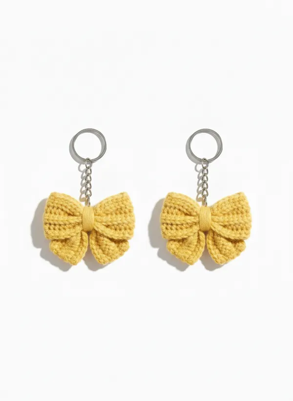 Handmade_Crochet_Yellow_Bow_Keychain_|_Cute_Aesthetic_Bag_Charm_|_Soft_Yarn_Key_Ring_For_Girls_|_Minimal_Gift_Accessory,_Pack_Of_2