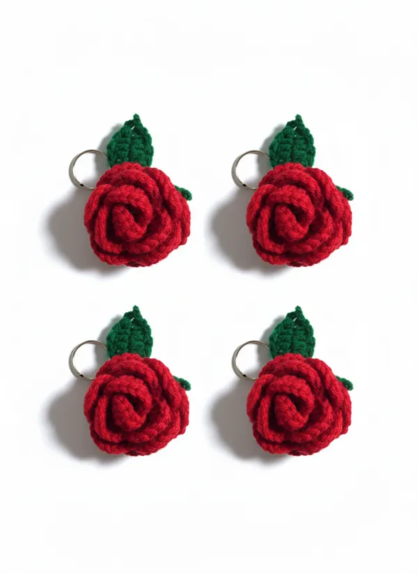 Handmade_Crochet_Rose_Keychain_Set_Of_2_|_Red_Flower_Bag_Charm_&_Key_Ring_|_Cute_Romantic_Gift_For_Her_|_Floral_Couple_Keychain
