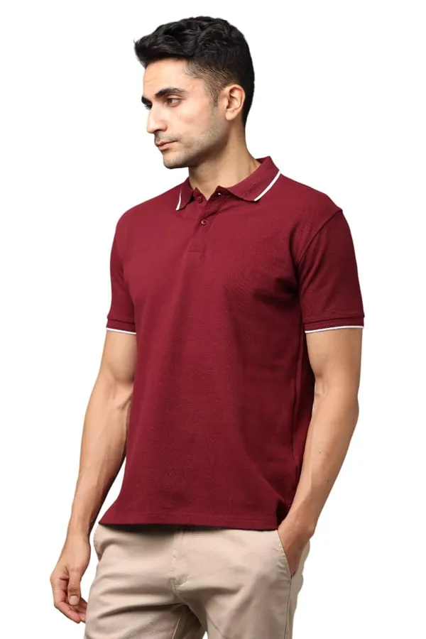 French_Wine_Cotton_Solid_Regular_Polo_T-Shirt_For_Men