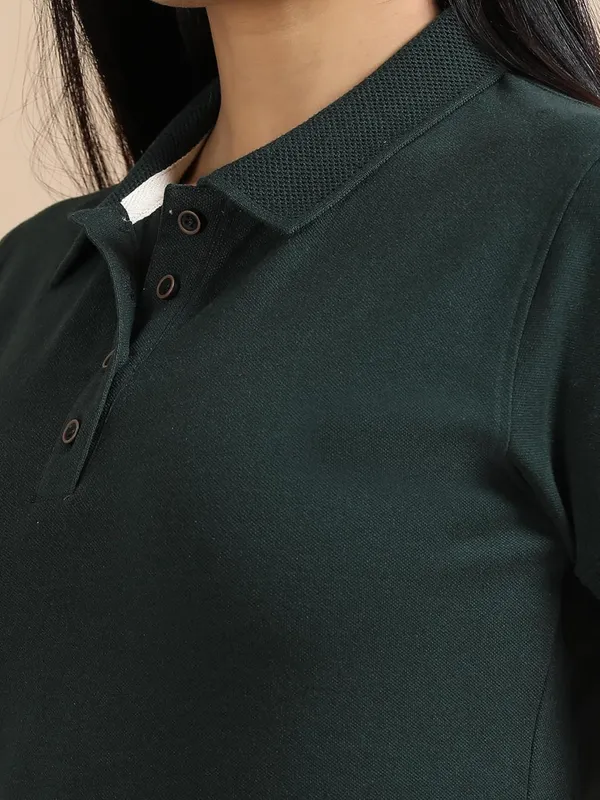 Forest_Green_Cotton_Solid_Relaxed_Polo_T-Shirt_For_Women