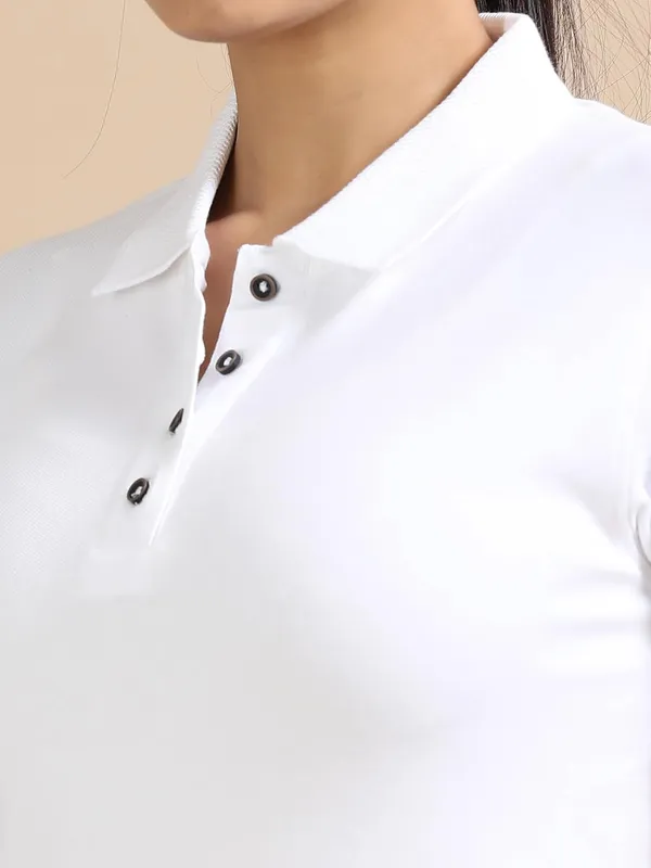 White_Cotton_Solid_Relaxed_Polo_T-Shirt_For_Women