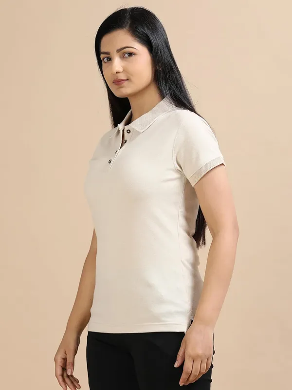 Sand_Beige_Cotton_Solid_Relaxed_Polo_T-Shirt_For_Women