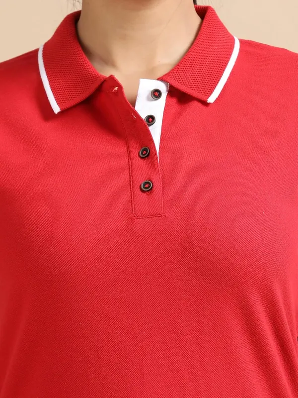 Heather_Red_Cotton_Solid_Relaxed_Polo_T-Shirt_For_Women