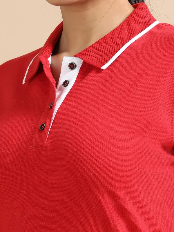 Heather_Red_Cotton_Solid_Relaxed_Polo_T-Shirt_For_Women