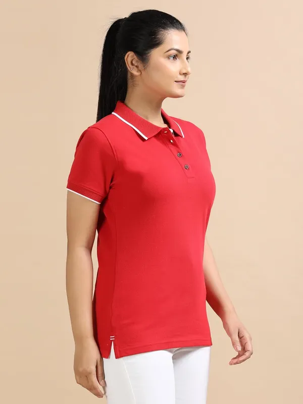 Heather_Red_Cotton_Solid_Relaxed_Polo_T-Shirt_For_Women