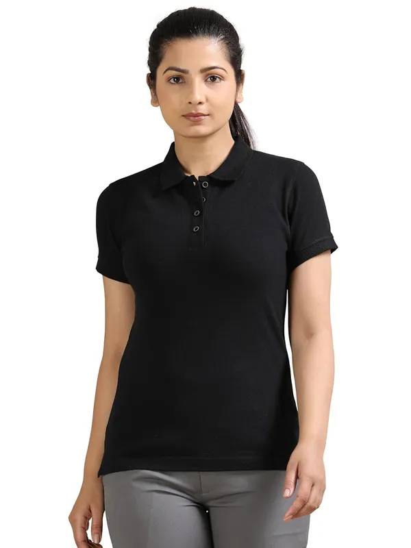 Classic_Black_Cotton_Solid_Relaxed_Polo_T-Shirt_For_Women