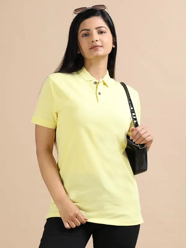 Sunrise_Yellow_Cotton_Solid_Relaxed_Polo_T-Shirt_For_Women